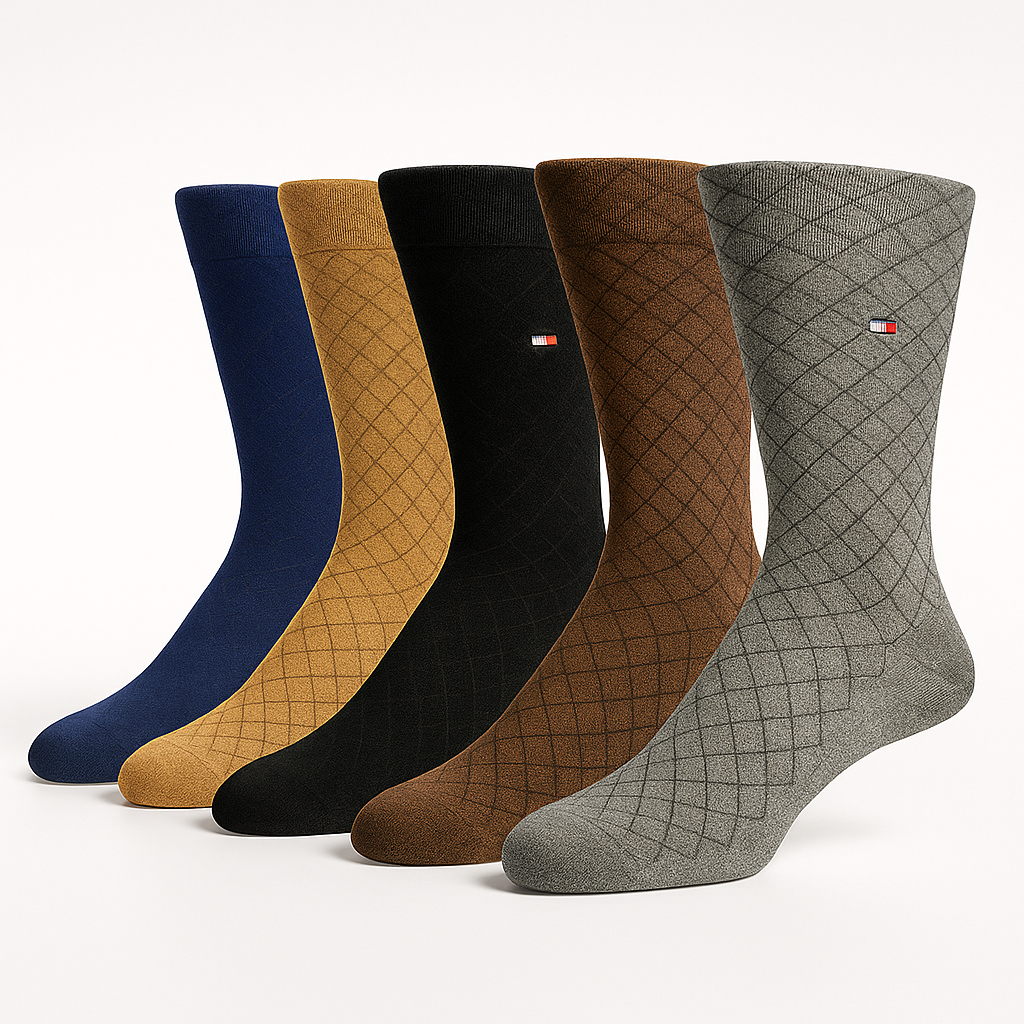 "Men’s (5-Pair) Pack T H Crew Socks – Comfortable, Durable, and Stylish gift box"