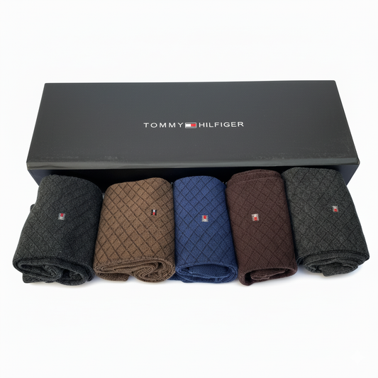 "Men’s (5-Pair) Pack T H Crew Socks – Comfortable, Durable, and Stylish gift box"