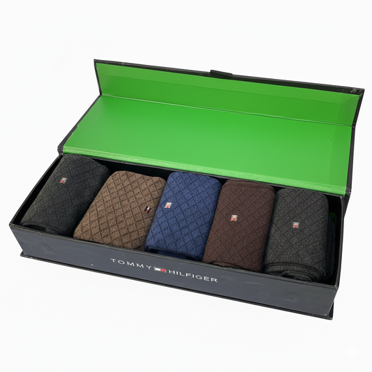 "Men’s (5-Pair) Pack T H Crew Socks – Comfortable, Durable, and Stylish gift box"