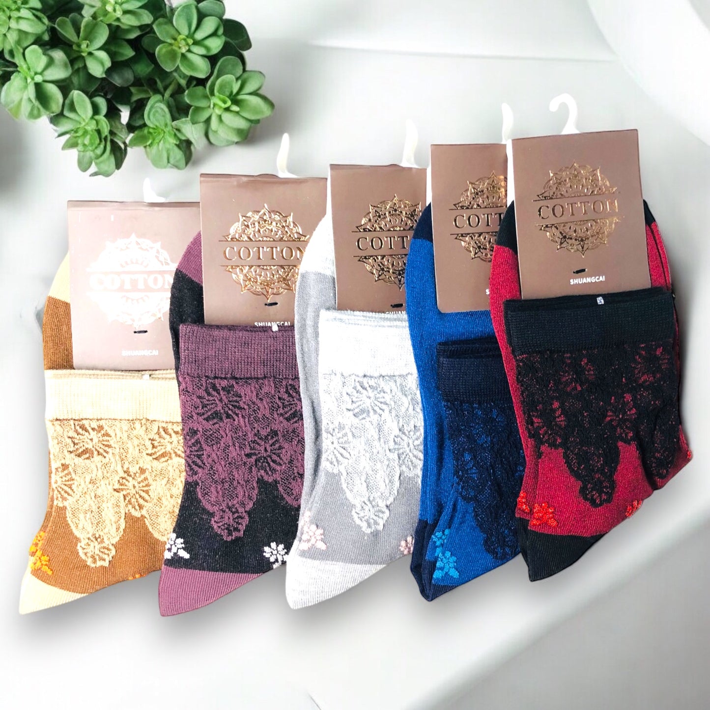 Ladies Pack of 5 PAIRS Short Leg socks Random color Cotton Made Comfortable and Breathable