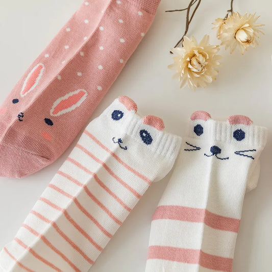 5 Pairs Cute Cotton Cat Socks for Winter Premium Socks Novelty Animal Sock for Girls