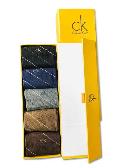 "Men’s CK Pack of 5 Pairs  Crew Socks line Design – Premium Comfort, Breathable, Long-Lasting Durability"