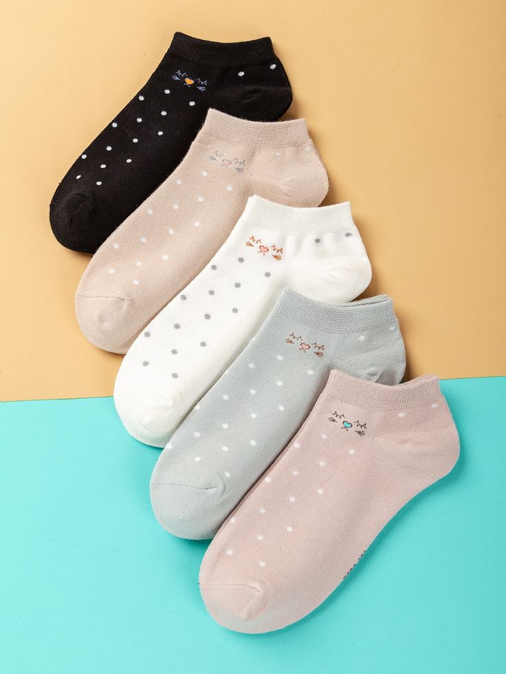 5 Pairs Smiling Face Socks, Soft & Lightweight Low Cut Short Socks, Women's Stockings & Hosiery