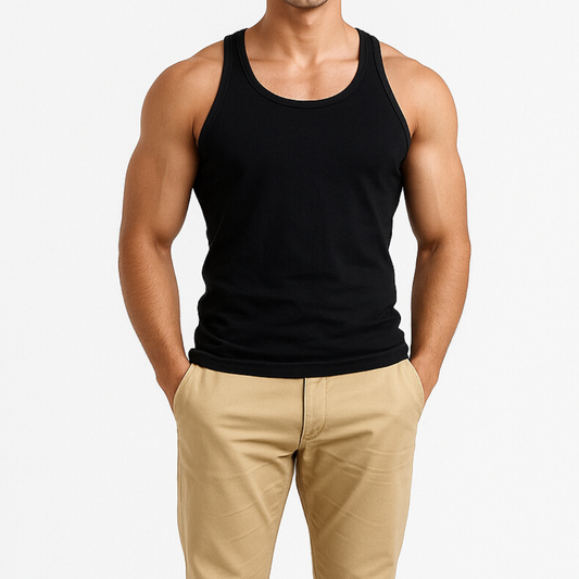 Men’s Sleeveless Black Vests (Pack of 3) | Breathable & Comfortable Undershirts"