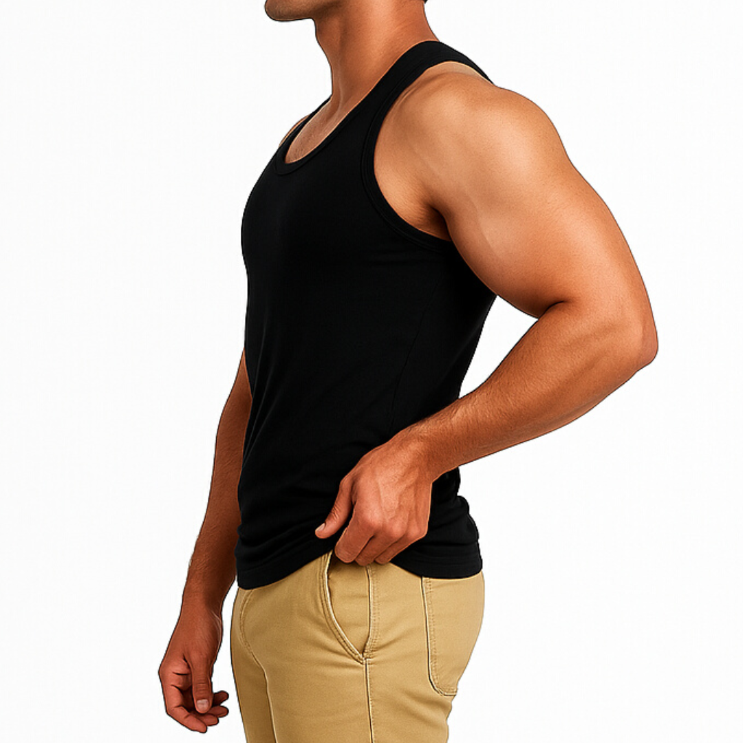 Men’s Sleeveless Black Vests (Pack of 6) | Breathable & Comfortable Undershirts"