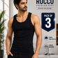 Men’s Sleeveless Black Vests (Pack of 3) | Breathable & Comfortable Undershirts"
