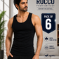 Men’s Sleeveless Black Vests (Pack of 6) | Breathable & Comfortable Undershirts"