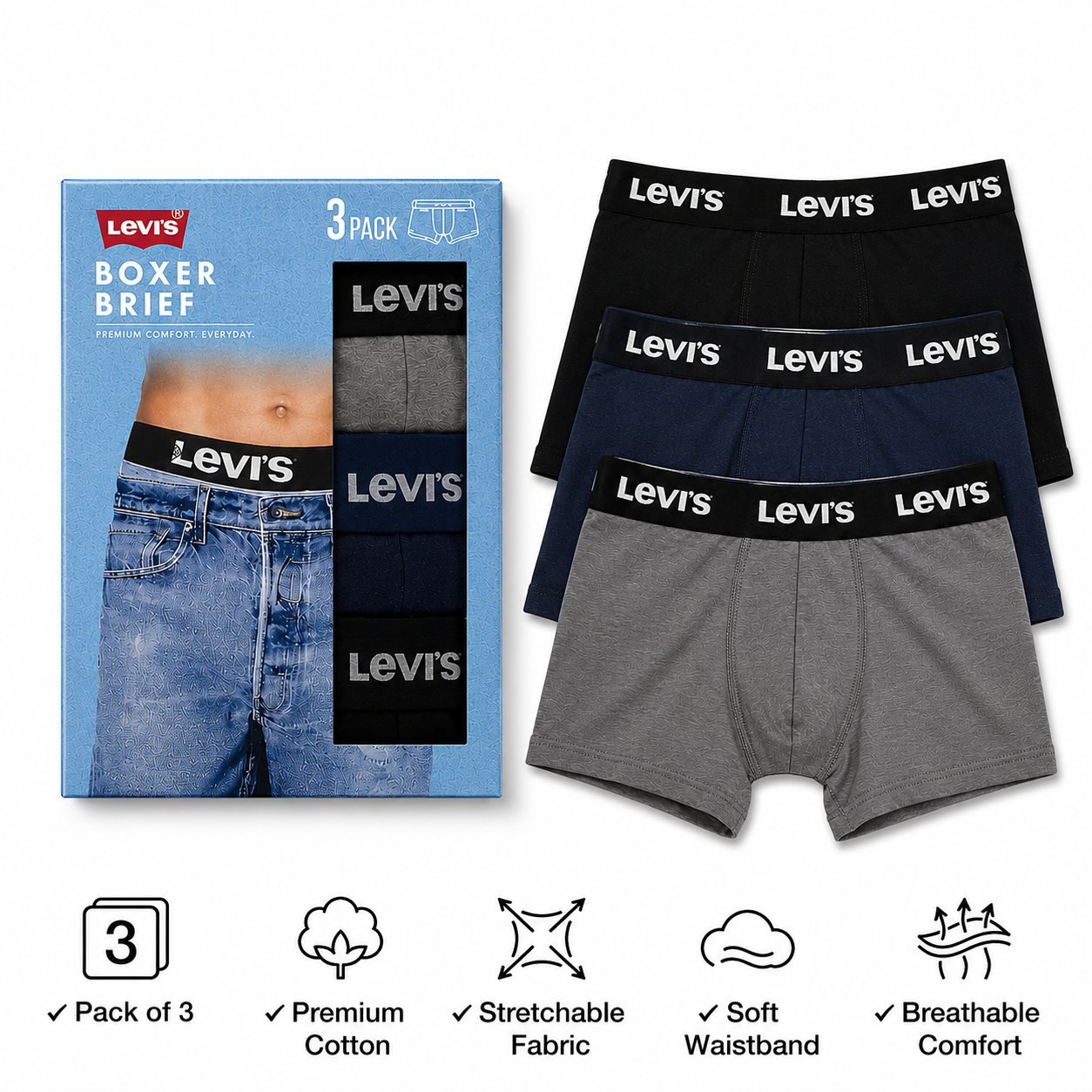 Men's Cotton Boxer Shorts (Pack of 6) - Affordable Deal