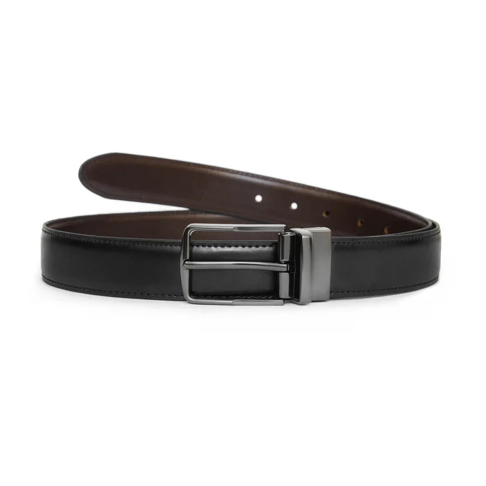 Original Cow Leather 2-in-1 Reversible Belt for Men - Black & Brown (High Chrome Finish)