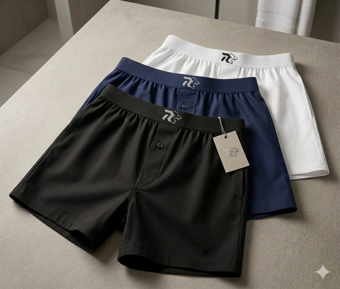 Men's Fold Elastic Boxer Shorts (Pack of 3) – 3 Different Colors Premium Cotton Underwear