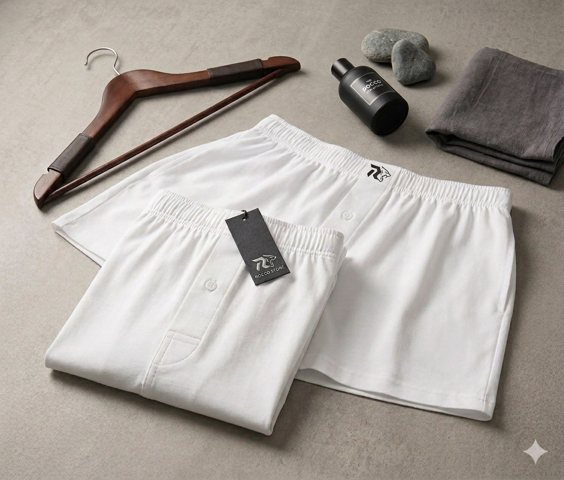 Men's White Boxer Shorts (Pack of 3) 100% Pure Cotton Premium Underwear