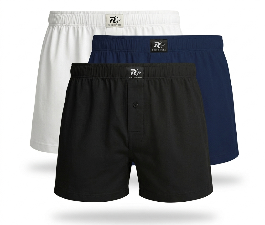 Men's Fold Elastic Boxer Shorts (Pack of 3) – 3 Different Colors Premium Cotton Underwear