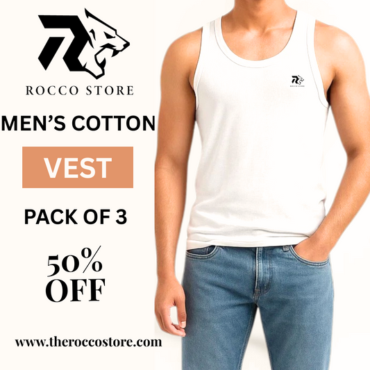 Men's Slim Fit Vest Ribbed 100% Cotton(Pack of 3) Gym Tank Muscle Athletic