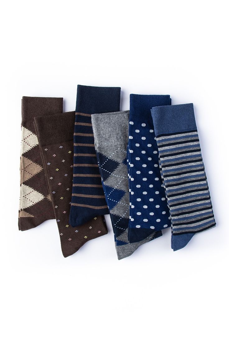 Men's Dress Socks - Cotton Blend Crew Socks: Patterns and Solids (3 Pack)