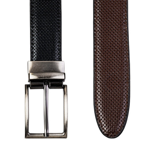 2-in-1 Reversible Leather Belt Needle Texture