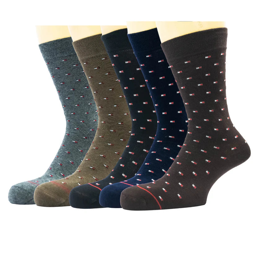 "Men’s 5-Pair TOMMY HILFIGURE  Crew Socks – Comfortable, Durable, and Stylish Essentials"