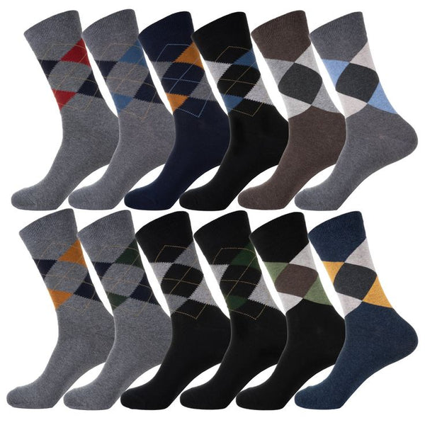 Men's Dress Socks - Cotton Blend Crew Socks: Patterns and Solids (3 Pa ...