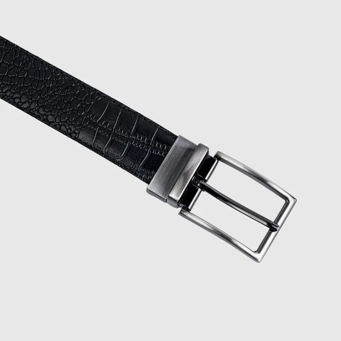 2-in-1 Reversible Leather Belt Crocodile Texture